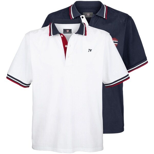 Doppelpack Poloshirt JOHAN weiß blau dunkelblau