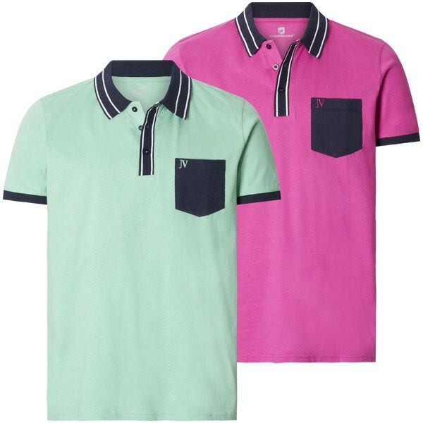 Doppelpack Poloshirt SKALLE hellgrün pink
