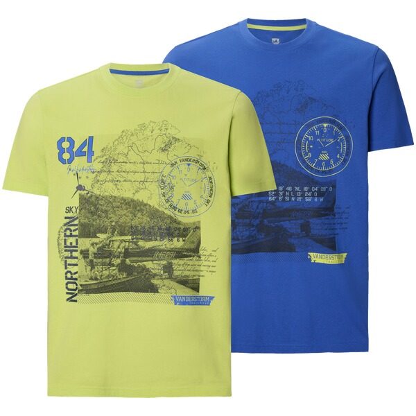 Doppelpack T-Shirt ODDUR blau grün