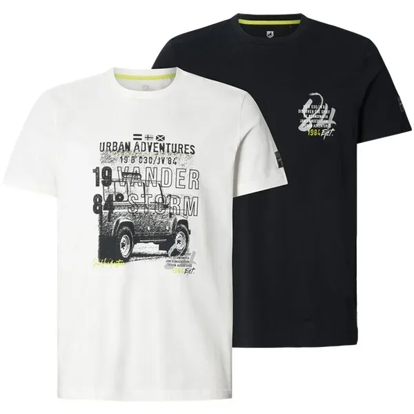 Doppelpack T-Shirt ATLE weiß schwarz