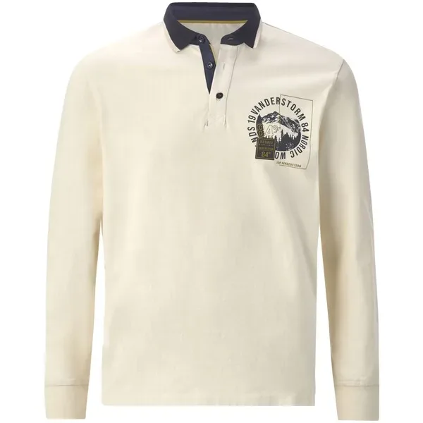 Langarm-Poloshirt OLSLAND wollweiß