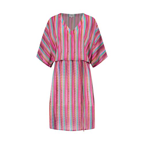 Tropical Lines Tunika kurz in pink