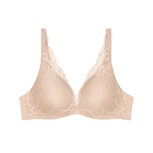 Triumph, Triumph Bügel-BH "Body Make-Up Illusion Lace" Komfort-Bügel, wattiert, Spitze, weiche Microfaser, tiefes Dekolleté