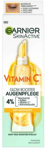 Garnier, Garnier - SkinActive Vitamin C Glow Booster Anti-Müdigkeits Augencreme mit 4% Niacinamid + Koffein + Vitamin C + Bananenpuder,  VitaminCBrightEyeCream, 15 ml
