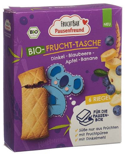 FRUCHTBAR Bio Frucht-Tasche Dinkel Blaubeere Apfel Banane (6x22g)