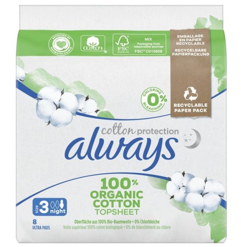 always Ultra Binde Cotton Protection Night mit Flügeln Magic Paper (8 Stück)