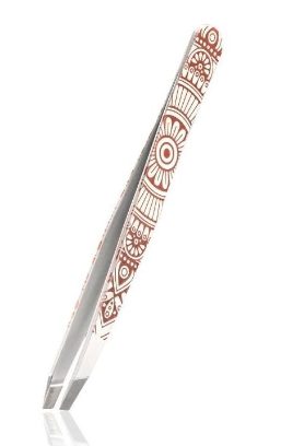 RUBIS, Rubis Pinzette schr&auml;g, Mandala Sonne ros&eacute;gold