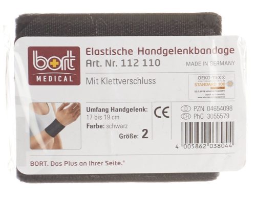 Bort Handgelenkbandage Velcro, 8cm, Grösse 2, 17-19cm, schwarz (1 Stk)