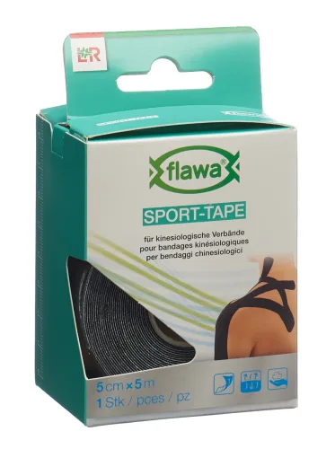 flawa SPORT-TAPE 5cmx5m, schwarz (1 Stk)
