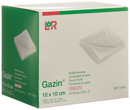 Gazin Mullkompressen, 10x10cm, 16-fach, steril (60 Stk)