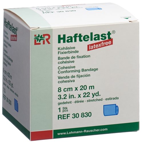 Haftelast latexfrei kohäsive Fixierbinde, 8cmx20m, blau (1 Stk)
