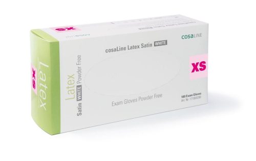 cosaLine Untersuchungshandschuhe XS Latex Satin weiss puderfrei (100 Stück)
