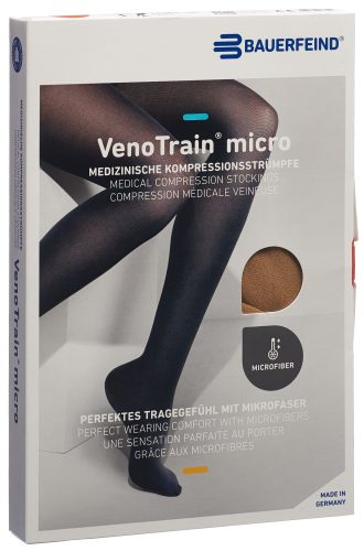 VenoTrain micro AG KKL2 Grösse S plus/short geschlossene Fussspitze caramel Haftband Mikronoppen (1 Paar)