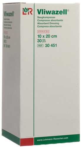Vliwazell Saugkompresse 10x20cm, steril (30 Stk)