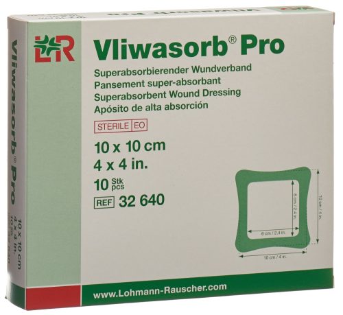 Vliwasorb Pro Wundverband 10x10cm (10 Stk)