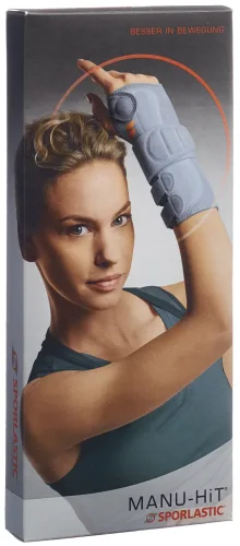 SPORLASTIC Manu Hit, Grösse M, 17-19cm, links, platinum (1 Stk)