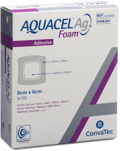 ConvaTec AQUACEL Ag Foam adhäsiv 8x8cm (10 Stk)