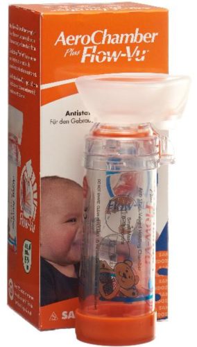 AeroChamber Plus Flow-Vu orange mit Maske 0-18 Monate (1 Stk)
