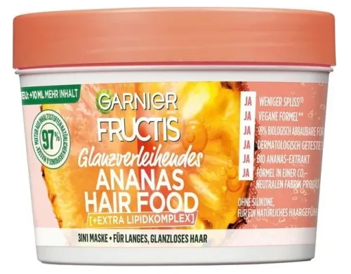 Garnier, Garnier Fructis Glanzverleihende Ananas Hair Food - 3in1 Maske Haarkur & -maske 400 ml
