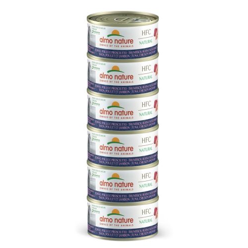 Almo Nature Multipack mit Thunfisch, Huhn und Schinken, Nassfutter für Katzen (6x70g)