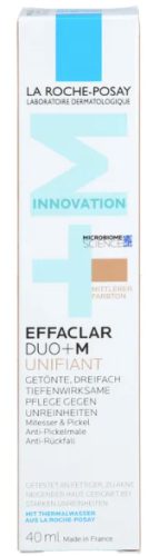 La Roche Posay - Dreifach tiefenwirksame getönte Gesichtspflege für zu Akne neigende Haut, Effaclar Duo+M Unifiant, 40 ml, Mittel