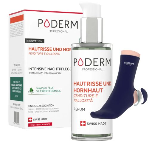 PODERM Serum gegen Hautrisse und Hornhaut, inkl. Gelsocke (1 Stk)