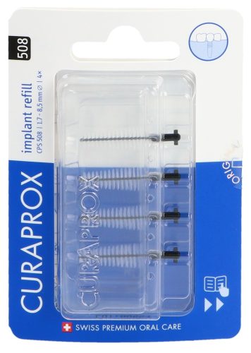 CURAPROX CPS 508 Implant Schwarz Ersatzbürsten, Durchmesser 4.5-8.5mm (4 Stk)