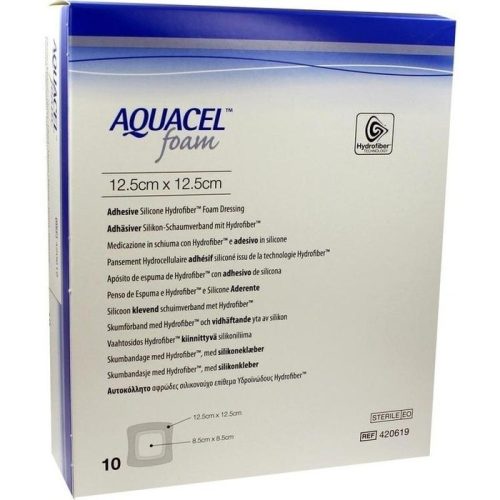 AQUACEL Foam adhäsiver Silikon-Schaumverband 12.5x12.5cm (10 Stk)