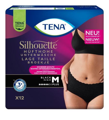 TENA Silhouette Plus M, Hüftumfang 75-100cm schwarz (12 Stk)