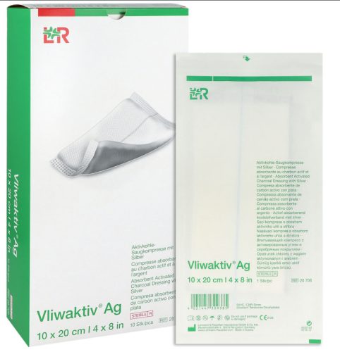 Vliwaktiv Ag Aktivkohle Saugkompresse, 10x20cm, steril (10 Stk)