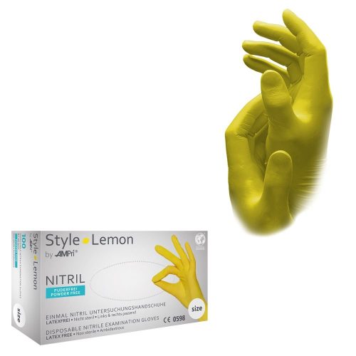 Ampri Nitrilhandschuhe Style lemongelb, Grösse S, Breite 80mm (100 Stk)