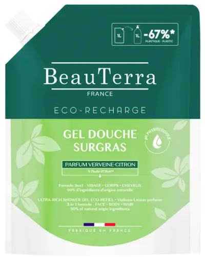BeauTerra Rückfettendes Duschgel Zitronenverbene Refill (1 Liter)
