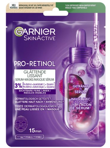 Garnier - Pro-Retinol Glättende Serum-Maske, SkinActive, 1 Stück