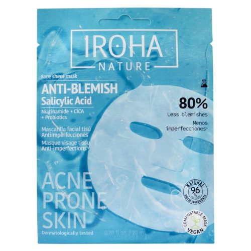 Iroha, Anti-Blemish - Face Sheet Mask With Salicylic Acid, Niacinamide, Cica + Probiotics