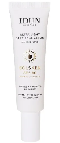IDUN Minerals Ultra Light Daily Face Cream Solsken LSF 50 (30ml)