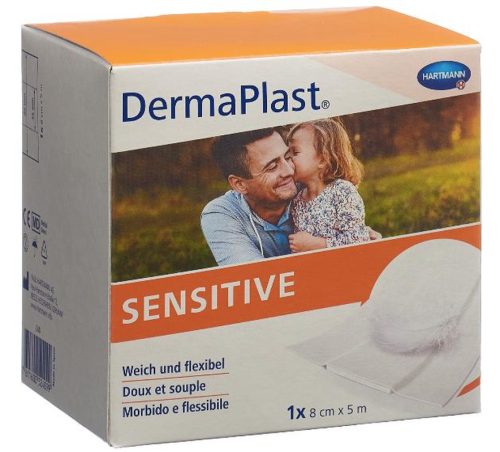Dermaplast Sensitive Schnellverband Rolle weiss 8 cm x 5 m