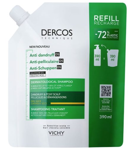 VICHY - Dercos Eco-Refill Anti-Schuppen-Shampoo für normales bis fettiges Haar, 400 ml