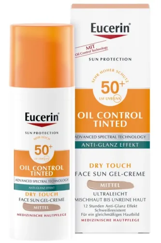 Eucerin - Face Oil Control Gel-Creme Tinted medium LSF 50+, Sun, 50 ml