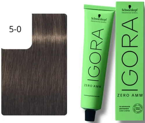 Schwarzkopf Professional, Schwarzkopf Professional Igora Zero Amm 5-0 Light Brown 60ml