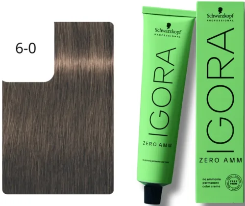 Schwarzkopf Professional, Schwarzkopf Professional Igora Zero Amm 6-0 Dark Blonde 60ml