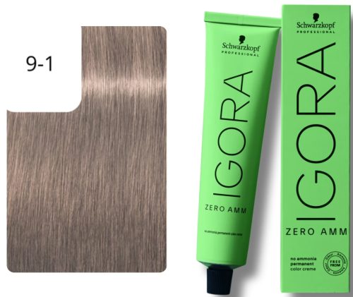 Schwarzkopf Professional, Schwarzkopf Professional Igora Zero Amm 9-1 Extra Light Blonde Cendré 60ml