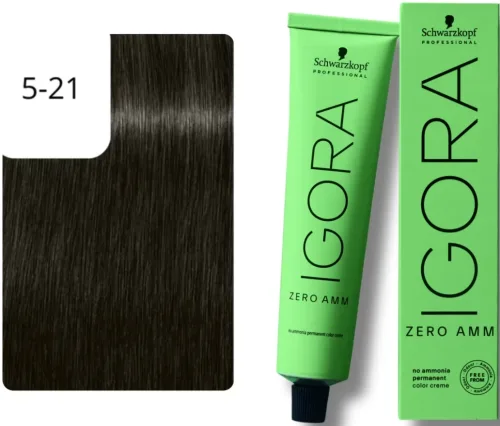 Schwarzkopf Professional, Schwarzkopf Professional Igora Zero Amm 5-21 Light Brown Ash Cendré 60ml