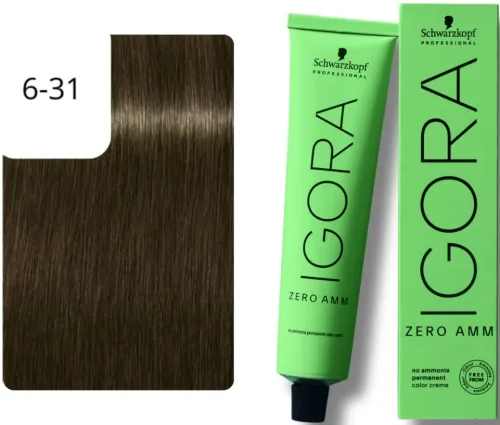 Schwarzkopf Professional, Schwarzkopf Professional Igora Zero Amm 6-31 Dark Blonde Matt Cendré 60ml