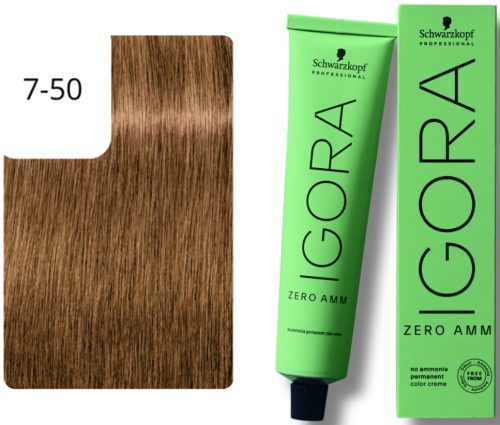 Schwarzkopf Professional, Schwarzkopf Professional Igora Zero Amm 7-50 Medium Blonde Gold Natural 60ml