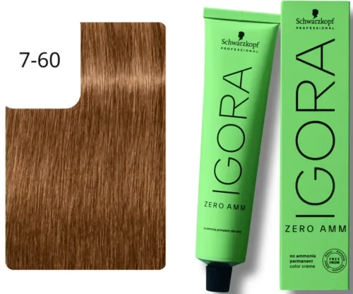 Schwarzkopf Professional, Schwarzkopf Professional Igora Zero Amm 7-60 Medium Blonde Chocolate Natural 60ml