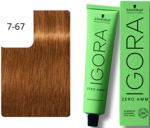 Schwarzkopf Professional, Schwarzkopf Professional Igora Zero Amm 7-67 Medium Blonde Chocolate Copper 60ml