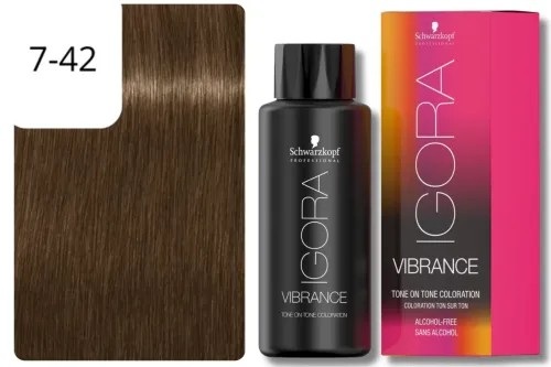undefined, Schwarzkopf Igora Vibrance 7-42 Mittelblond Beige Asch 60 ml
