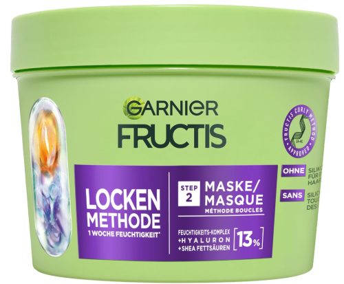 Garnier, Garnier Fructis Locken Methode feuchtigkeitsauffüllend für alle Arten von Locken Haarkur & -maske 370 ml