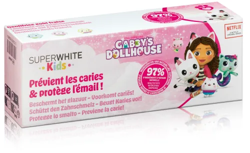 SUPERWHITE Kids Zahnpasta mit Erdbeergeschmack - Gabby's Dollhouse (50ml)