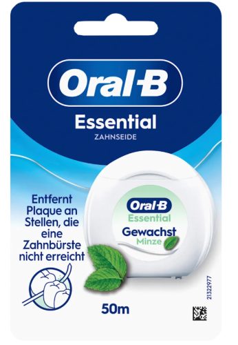 Oral-B - Essentialfloss Zahnseide Minze, Essentialfloss mint gewachst, 50m